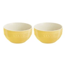 Staub Stoneware 6.5-inch/2-pc, Large Universal Bowl Set, Dishwasher Safe, Citron