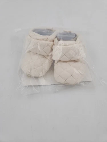 Botín de bebé crema con agarre de algodón 0-3 meses correa lavable a máquina