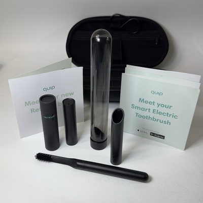 #ad Quip Metal Smart Electric Toothbrush Black w Refresh Travel Bag Flosser NEW $49.97