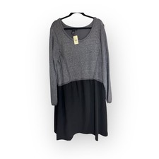 Lane Bryant NWT Black Metallic Silver Sweater Layered Look Dress Size 18/20