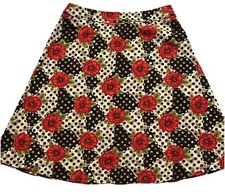 VTG Y2K Sag Harbor A-Line Skirt SZ 16 Floral Polka Dot Red Rose Design Geometric