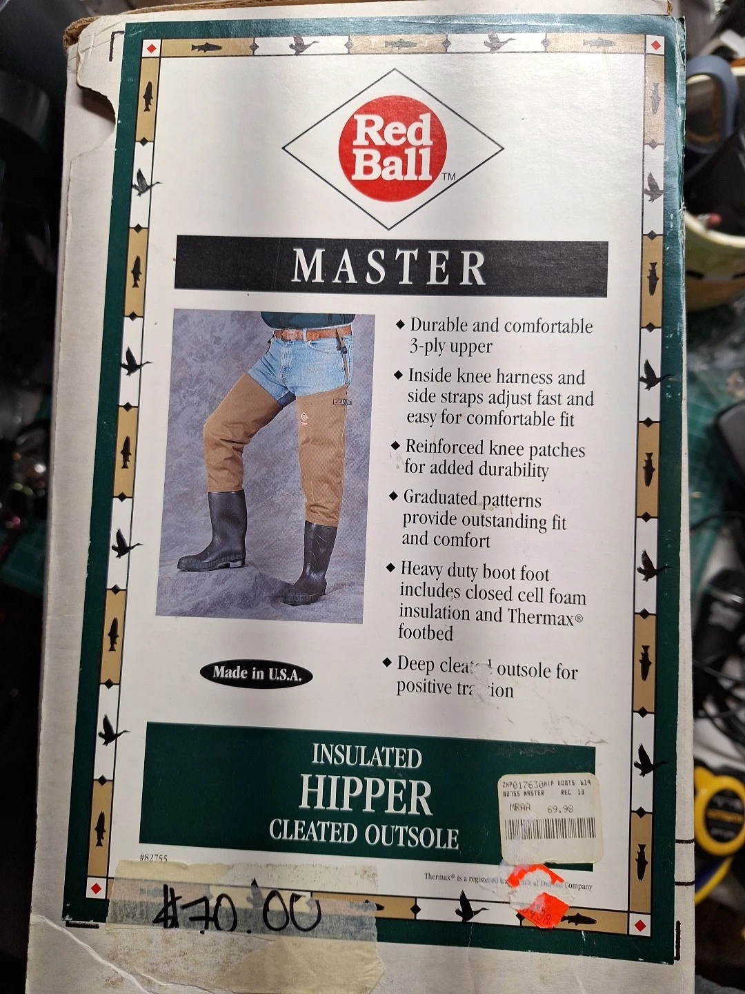 Red Ball Adirondack Hip Wader Boots "Hipper" Mens 13 Insulated NOS Made In USA