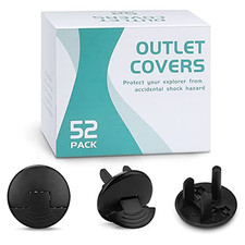 52 Pack Black Safety Outlet Covers Baby Proofing, Socket Outlet Plugs 3-Prong C