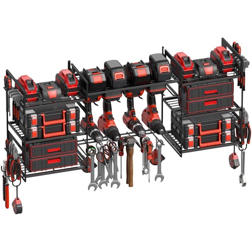 Black Power Tools Organizer Wall Mount, Large Garage Organization and Storage...