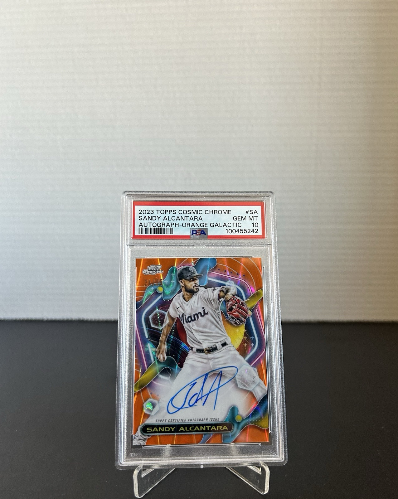 Sandy Alcantara Orange Galactic Autograph #’d/25 💎PSA 10💎 2023 Cosmic Chrome ⚾ view 3
