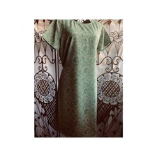 Hillard & Hanson Womens Green Paisley Shift Dress Short Sleeve Tie Back Size 16