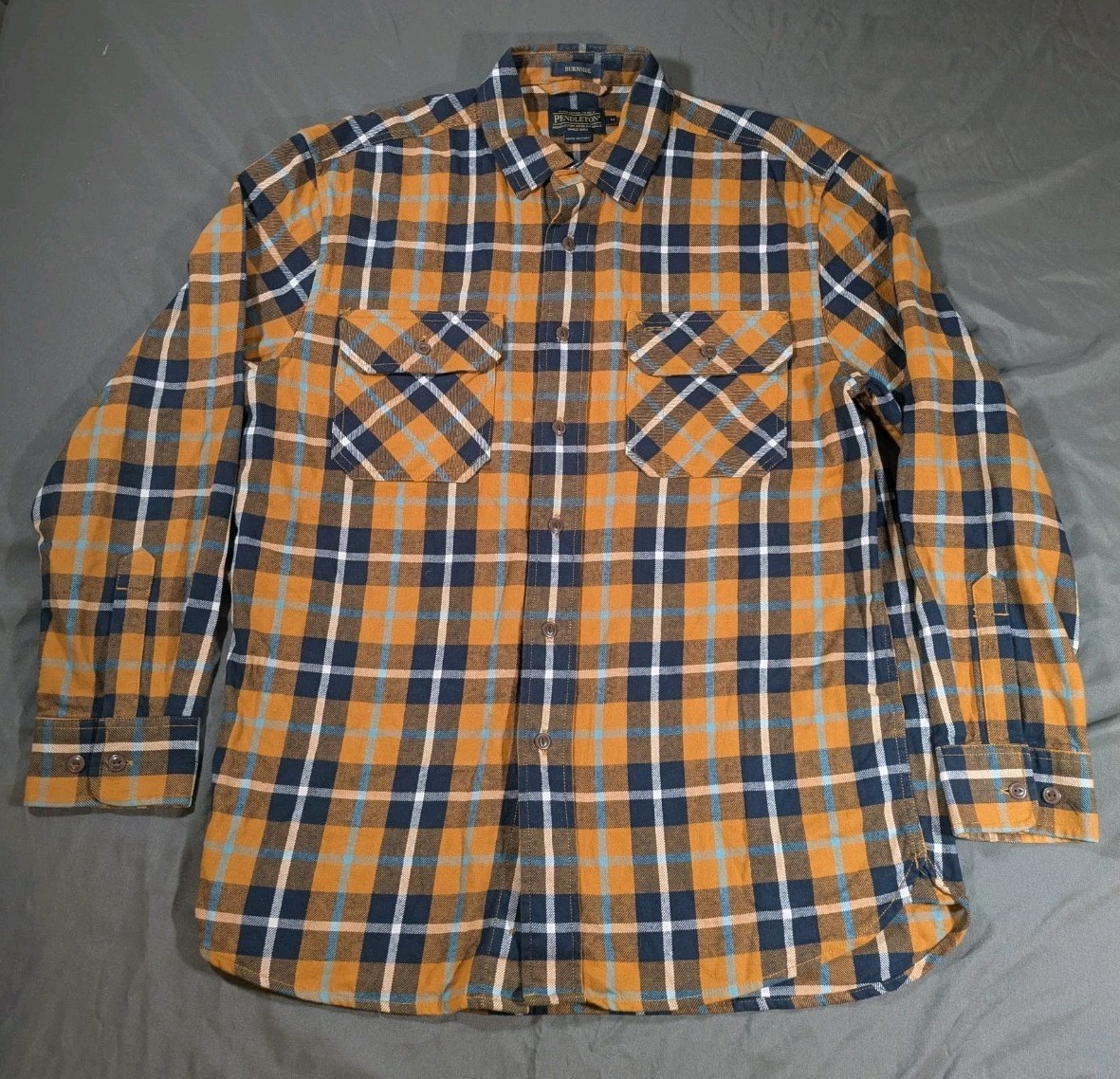 Pendleton Burnside Flannel Shirt Medium Plaid Gol… - image 1