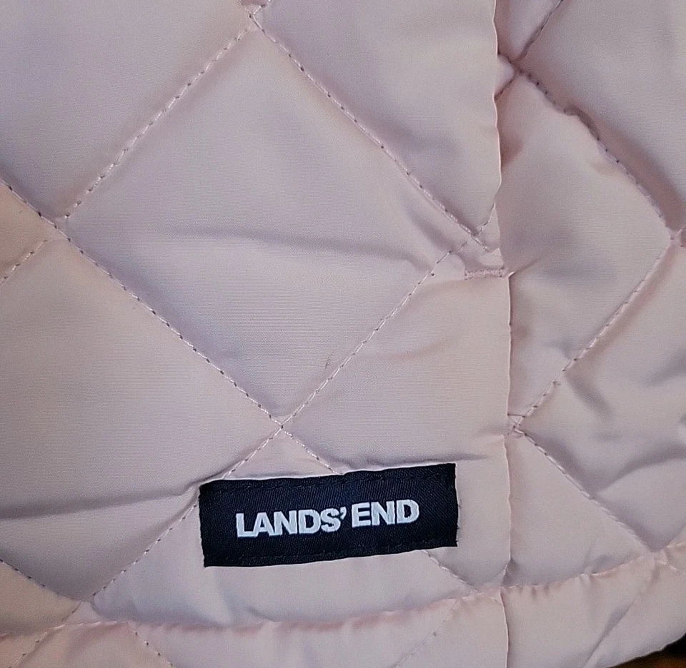 Lands' End Pink Quilted Puffer Vest Women’s 2X (20W-22W) Full Zip Solid Pockets - Image 3 of 4