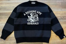 A Bathing Ape BAPE Relaxed Fit Generals Sweater Men M Designer Fashion 100 Wool