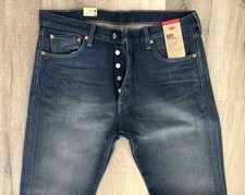 Levi's 501 Straight Leg Jeans Men Size 36 X 30 Blue Distressed Wash Stretch NEW