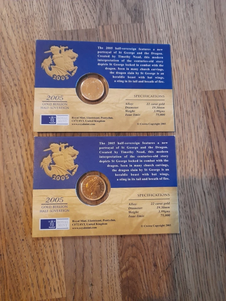 2005 Gold Half Sovereign Coin with St George and the Dragon Design CARDED - Image 2 of 4