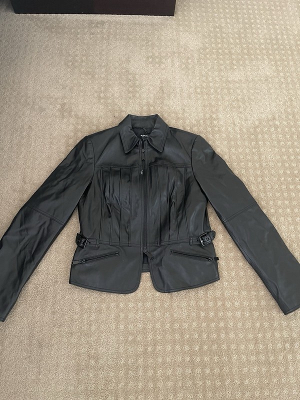 Worth New York Pintuck Leather Jacket Black Size 6