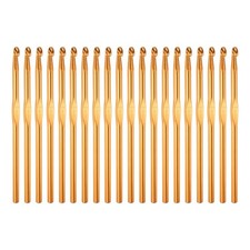 20Pcs Aluminum Crochet Hook 6.0mm Knitting Needles for DIY Craft Yarn Gold Tone