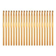 20Pcs Aluminum Crochet Hook 6.0mm Knitting Needles for DIY Craft Yarn Gold Tone