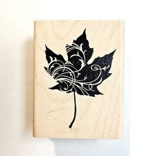 MAPLE LEAF FLOURISH Inkadinkado Rubber Stamp Tree Autumn Fall z888