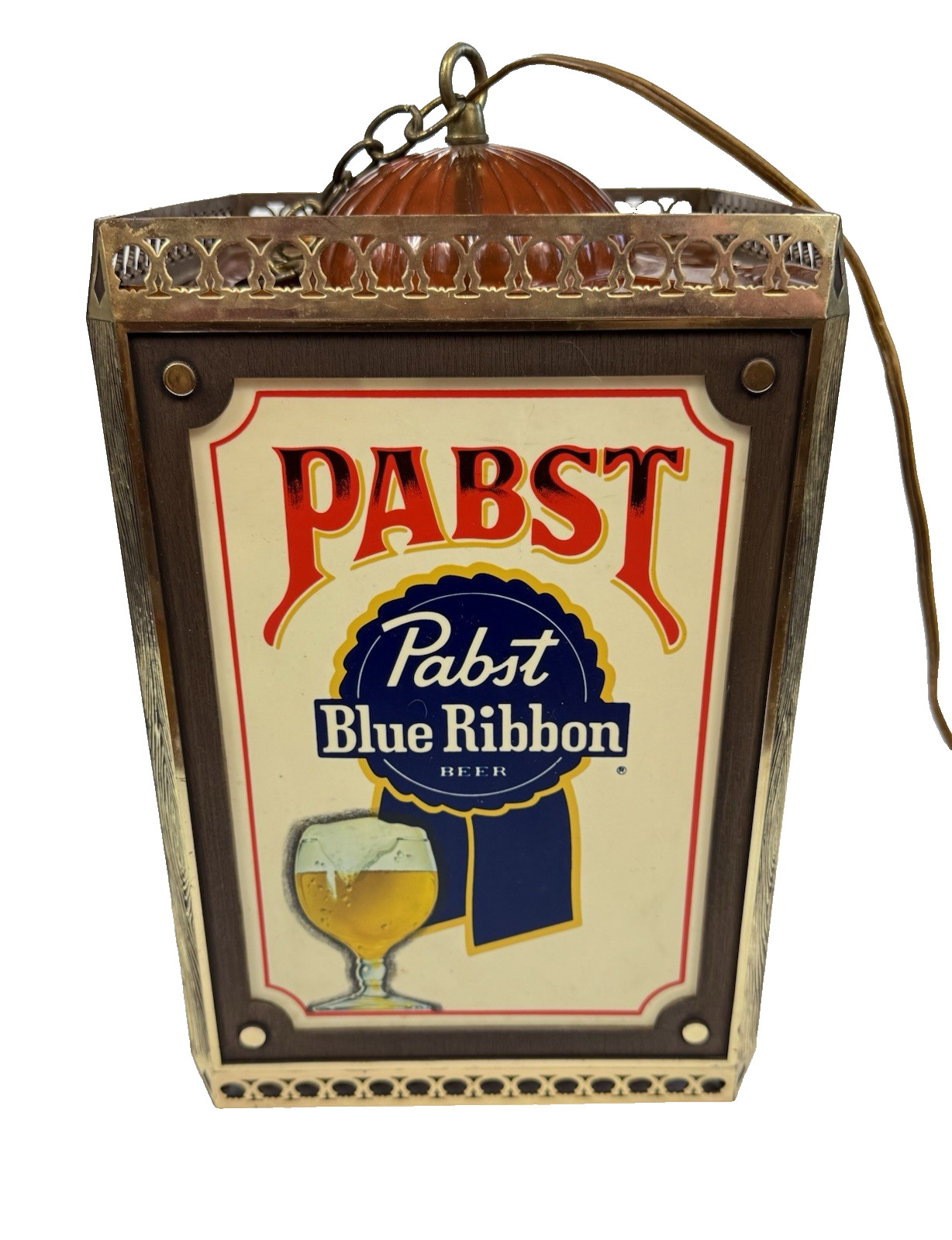 1960s Pabst Blue Ribbon Beer Rotating Hanging 4 Sided Light Motion Sign PBR