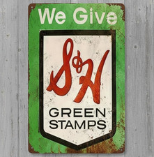 We Give S & H Green Stamps 8 x 12 Retro Novelty Metal Sign Made In USA New!