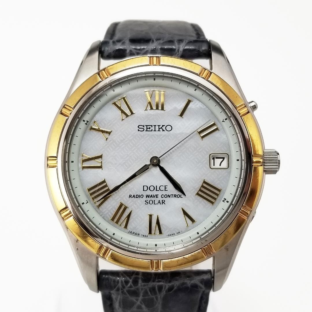 Mens Watch Wave Date Radio Dolce 7B22-0AE0 Steel Seiko Control Stainless Solar - vintagewatches.pk