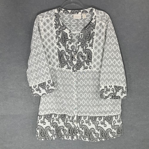 Tunique Chico's Zenergy à Imprimé Léopard Bleu - Taille XL, épaules Zippées, Brillances