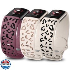 Minyee 3 Packs Leopard Engraved Band Compatible with Fitbit Charge 6 Bands/Fi