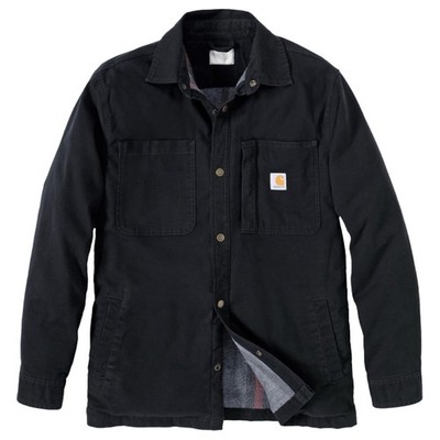 Carhartt Rugged Flex Relaxed Fit Canvas Fleece-gefütterte Hemdjacke mit Druckknopfleiste...