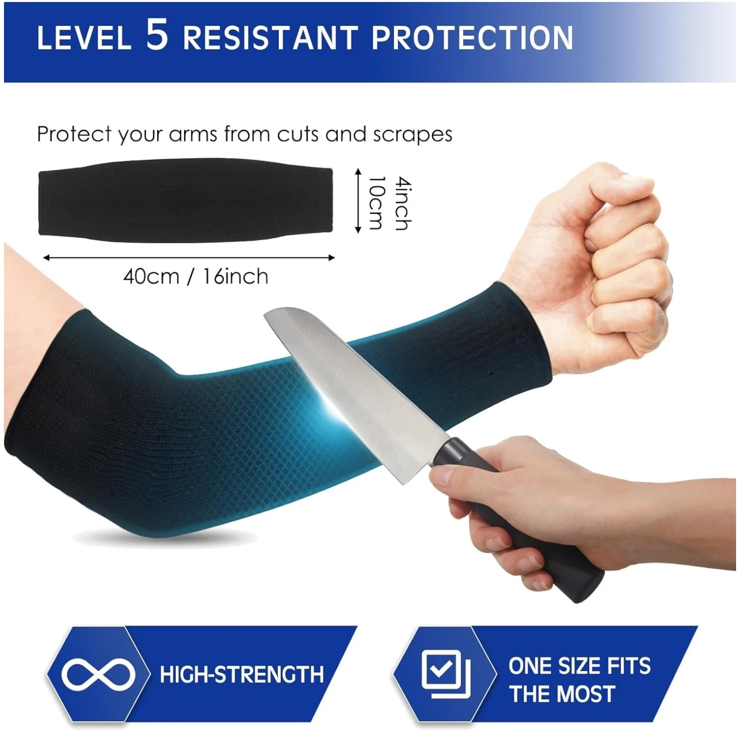 Cut Resistant Arm Sleeves for Thin Skin - 2 Pairs