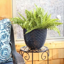 Dinah Metal Planter - 12.5 in - Navy Glaze - Set of 4 by Sunnydaze