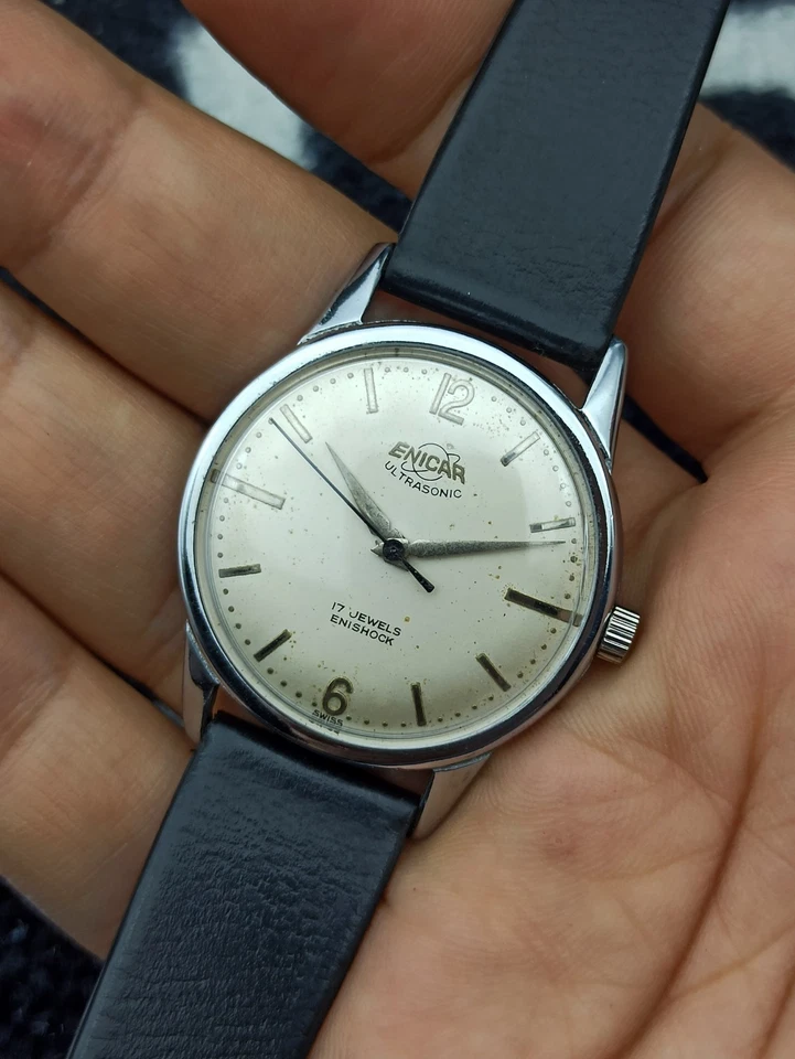 RARO RELOJ MECÁNICO ULTRASÓNICO ENICAR SUIZO AÑOS 70 Foto 3 de 4