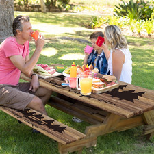 Picnic Table Cover With Bench Covers Elastic Edges Wooden Camper Fitted Tabl...