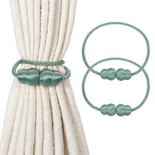 2Pcs Magnetic Curtain Tieback, Decorative Weave Curtain Tie Back, Light Blue