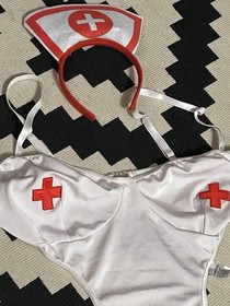 Sexy Lingerie Negligee sz 3XL NURSE w Cap Curvy Cosplay 2 Pc Night Gown