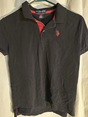Us Polo Boys Black Short Sleeve Shirt With Small Pony Appliqué 10/12￼￼