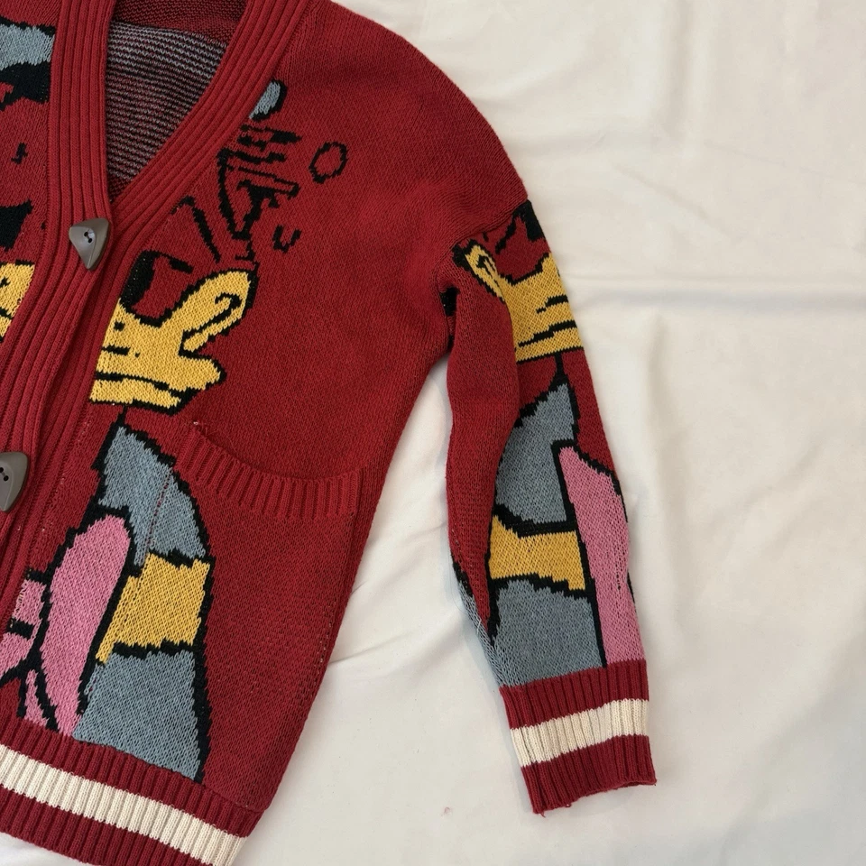 Disney Pato Donald Rojo Tejido Cárdigan Suéter Suelto Kawaii Top L Equivalente Foto 2 de 4