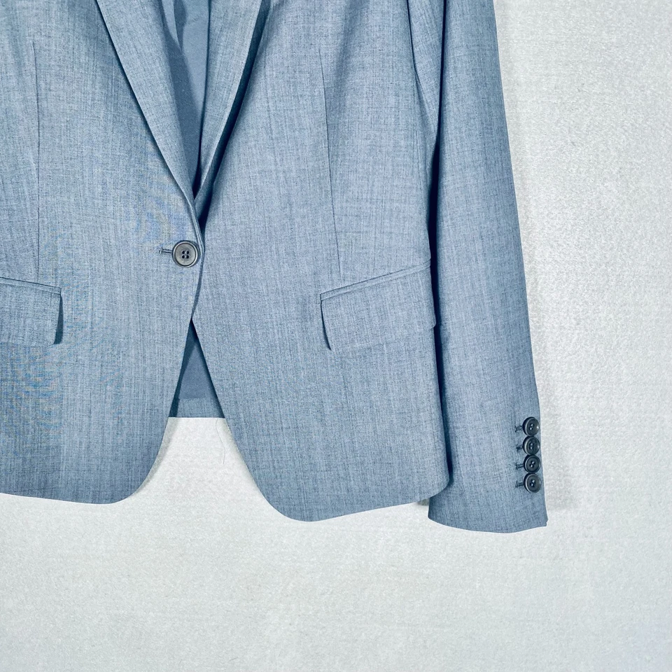 Blazer Theory Mujer 8 Azul Gris Mezcla de Lana Chaqueta Botón Único EE. UU. Foto 2 de 4