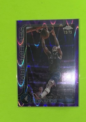 2025-26 Topps Chrome Update Anthony Edwards #17 Purple Basketball Refractor #/75