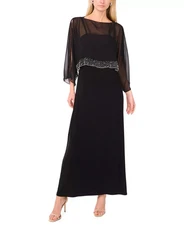 MSK Women's Solid-Color Gown - Black - L