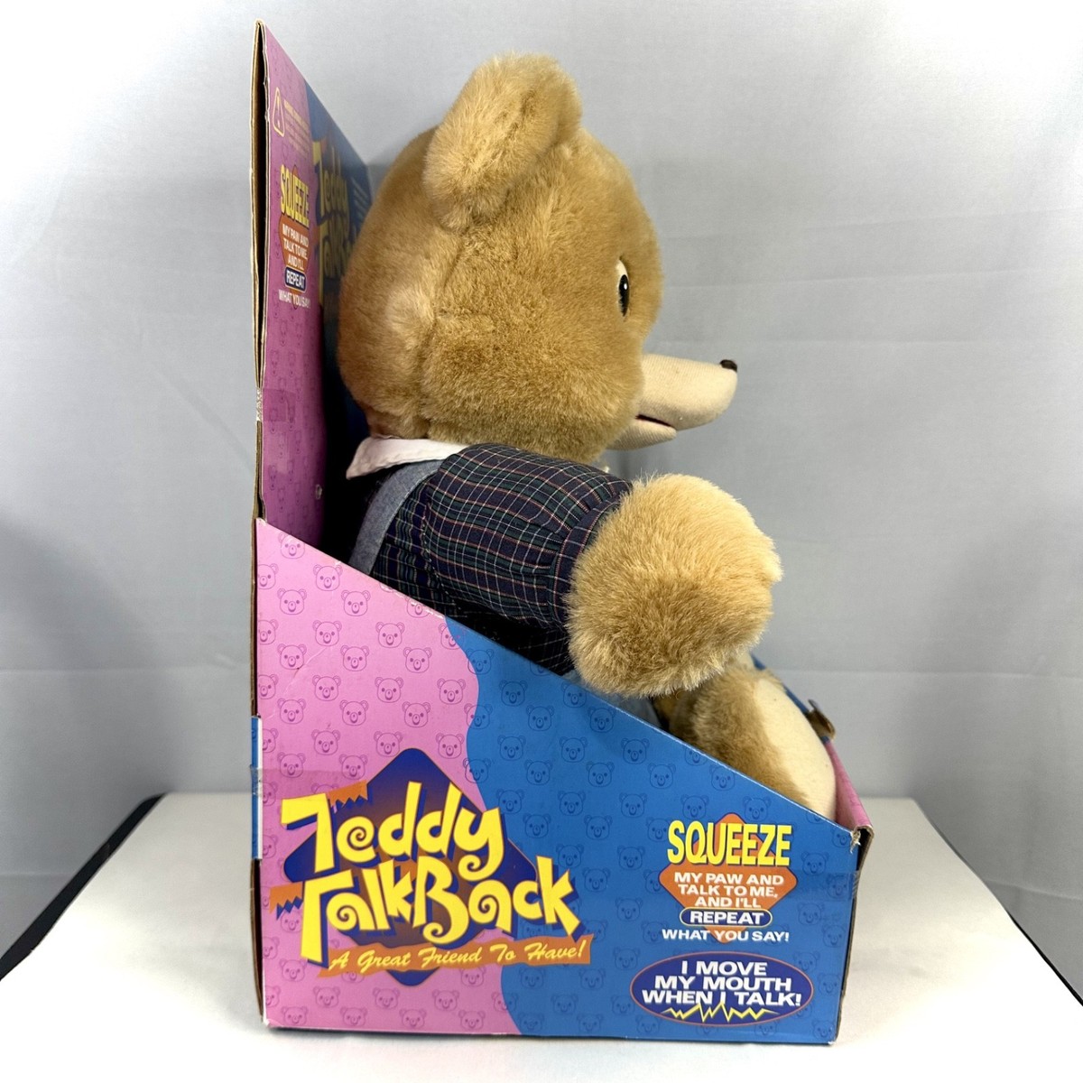 Rare 1995 Gemmy Teddy Talkback Talking Bear Teddy Plush 15