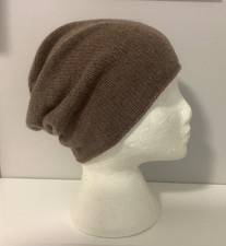 Hand knitted Luxury 100% Pure Cashmere Beanie Brown One Size