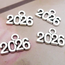 BULK 400Pcs 2026 Year Charms DIY Jewelry Making Pendants Antique Silver