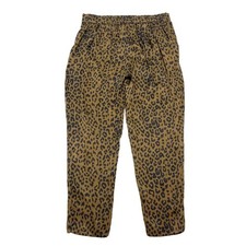 Swildens Ankle Pants Womens Size L - 40 Brown Leopard Print Rayon Zip Leg Loose