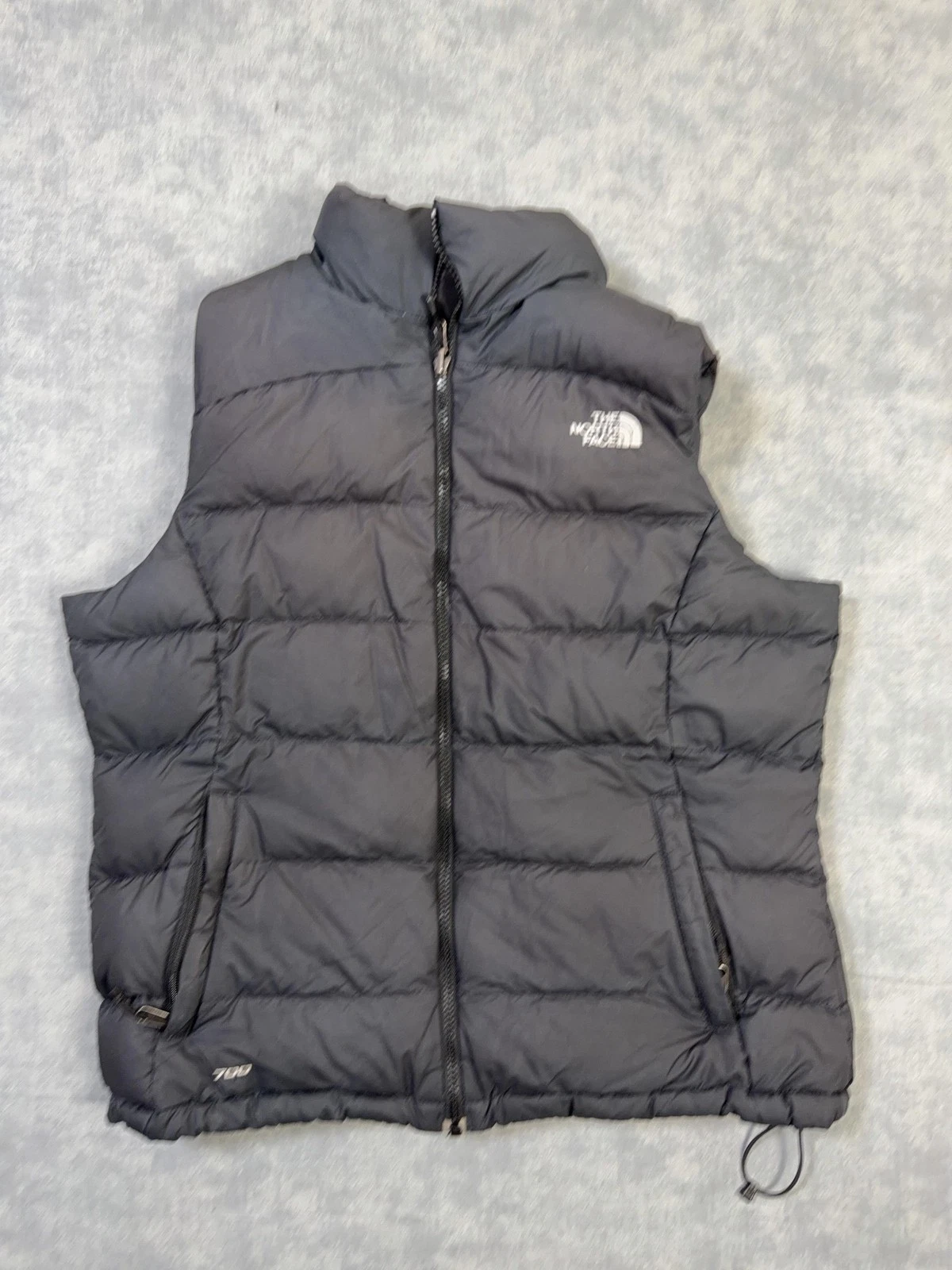 The North Face Vest Mens Large Black 700 Down Puffer Full Zip Pockets Warm Ski