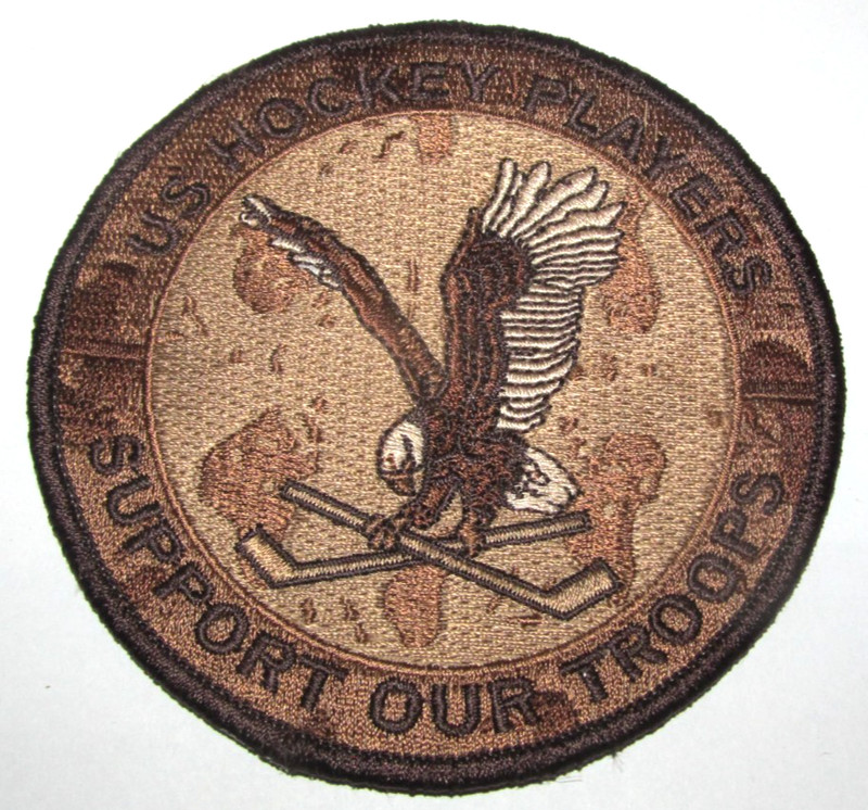Vintage US Hockey Players Support Our Troops Patch Desert Storm Camo Military