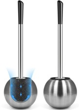 Toilet Brush and Holder 2 Pack, 304 Stainless Steel Toilet Brush with Extende...