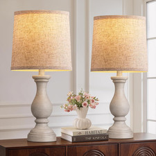 Farmhouse Table Lamps Set of 2 - Rustic Bedroom Lamps for Living Room, 22" Boho