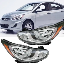 Pair Headlamps For 2012-2014 Hyundai Accent Sedan Halogen Headlights Assembly US