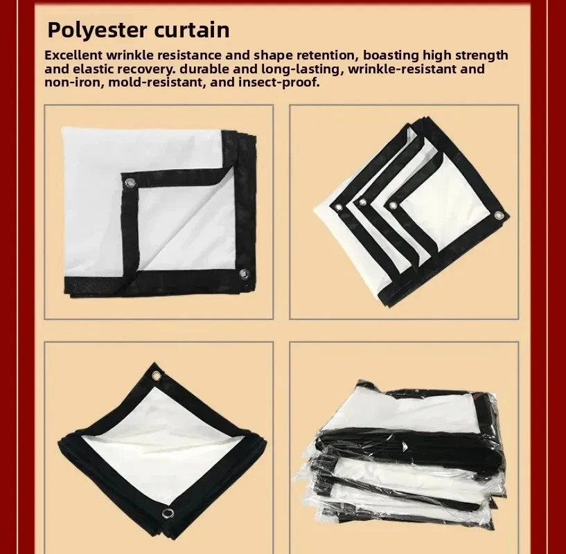 Foldable Projector Screen 60-200‘’ 4:3 Polyester Fabric Home Outdoor Cinema - Image 4 of 4