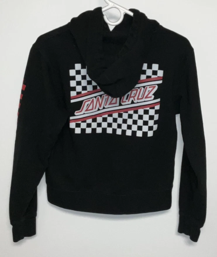 Sudadera con capucha para mujer Santa Cruz pequeña negra Foto 3 de 4