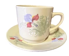 Kun Lun ceramic cup and saucer set x 2 cups 2 saucers used no chips floral