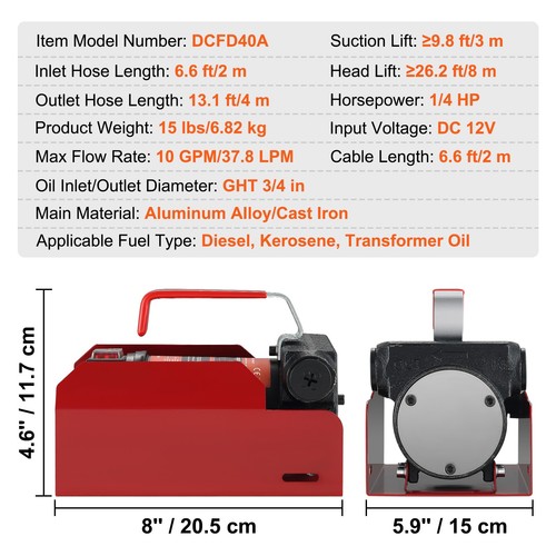 Bomba diésel 12V autocebante bomba de combustible bomba de combustible eléctrica - Imagen 7 de 12