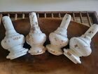 Four Antique Architectural Chippy White French Wood Finials Newel Salvage 7.25"